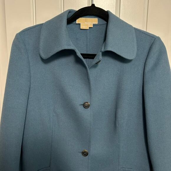 Michael Kors Collection Wool Jacket XS Blue Gray Collar Career Minimalist Chic - Picture 8 of 14